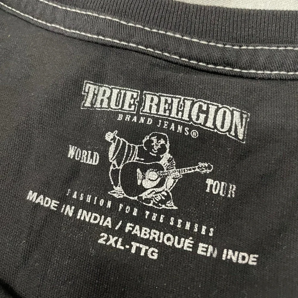 Vintage y2k true religion graphic logo t shirt double sided - mens 2XL